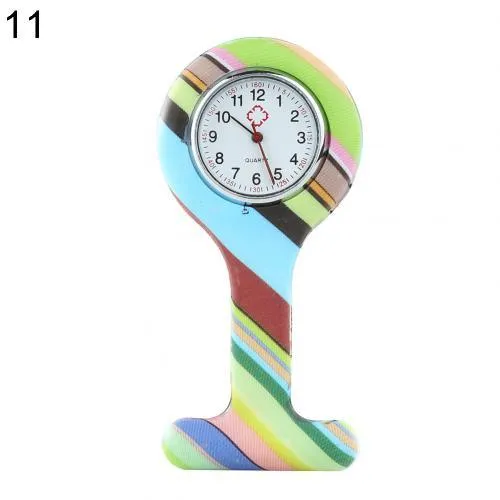 Nurse Watch Multicolor Pattern Arabic Numerals Round Dial Women Nurses Brooch Tunic Fob Watches Pocket Watches