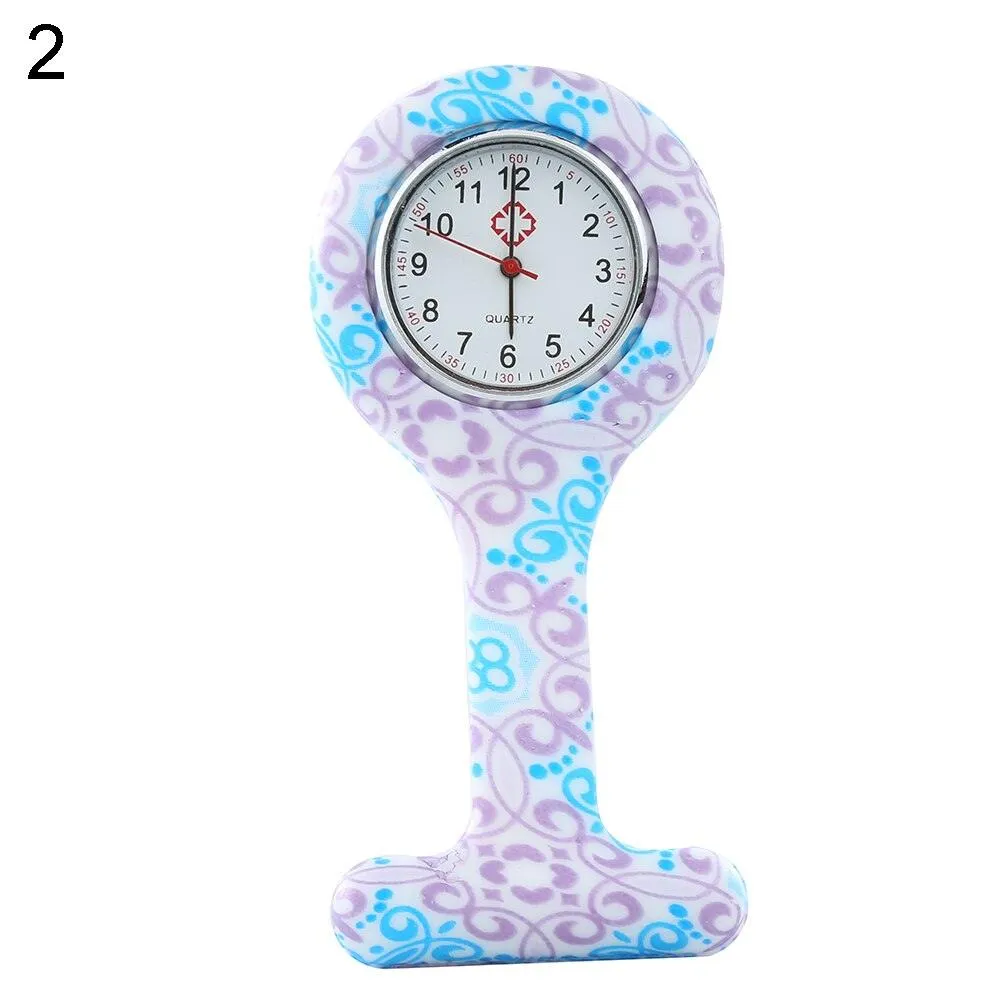 Nurse Watch Multicolor Pattern Arabic Numerals Round Dial Women Nurses Brooch Tunic Fob Watches Pocket Watches