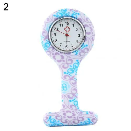 Nurse Watch Multicolor Pattern Arabic Numerals Round Dial Women Nurses Brooch Tunic Fob Watches Pocket Watches