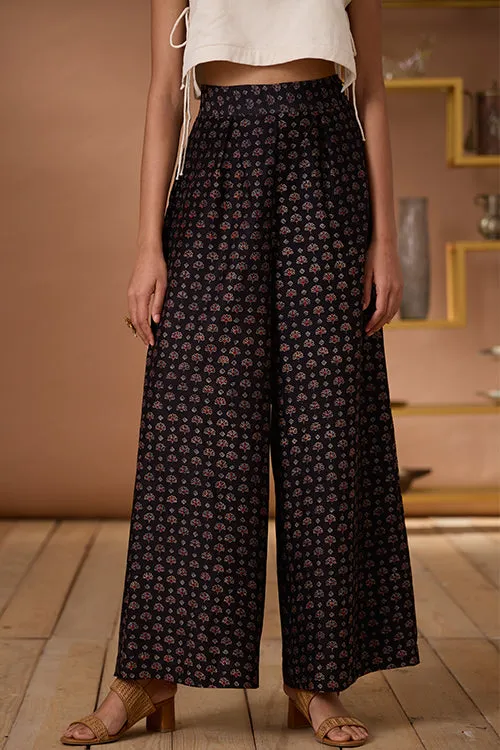 Okhai "Starry Quartz" Handblock Printed Chanderi Silk Ajrakh High Waisted Pants