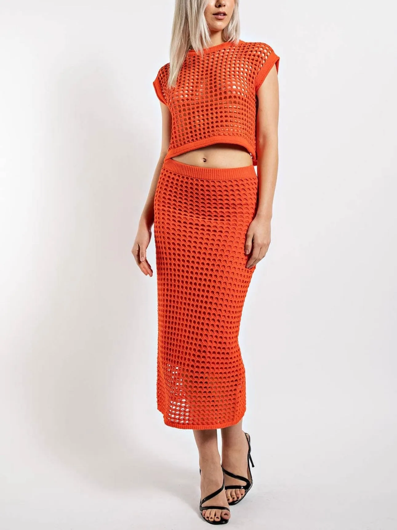 Orange Weave Knit Top | Part of Set