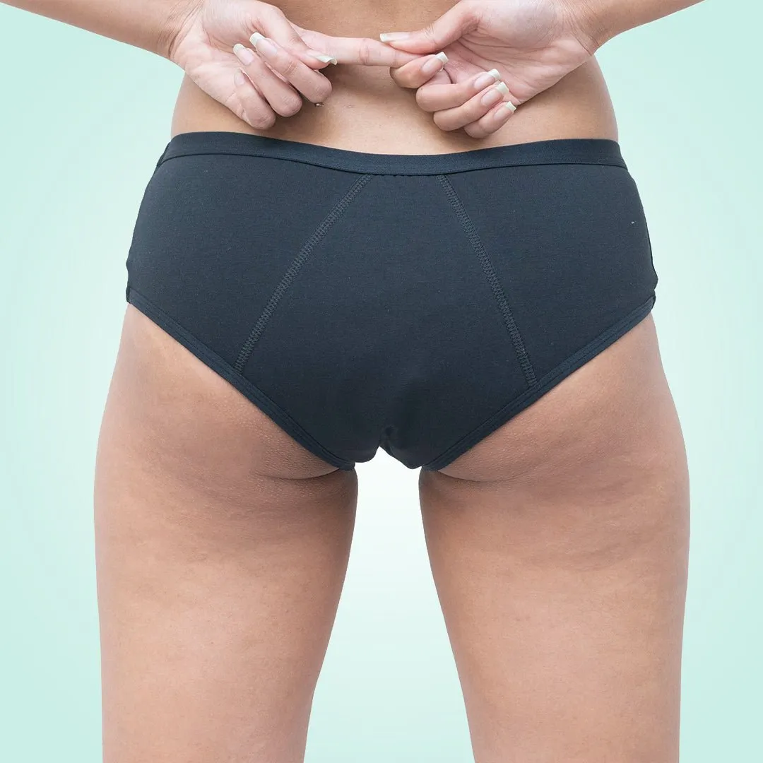 Organic Reusable Incontinence Underwear For Women- Black