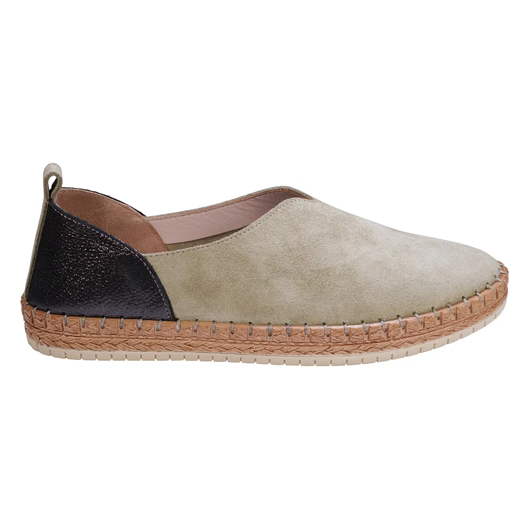 Paisley Tan Two Tone Suede Slip on Flats