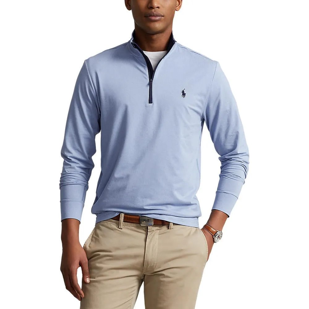 Polo Performance Ralph Lauren Half Zip Peached Jersey - Powder Blue Heather