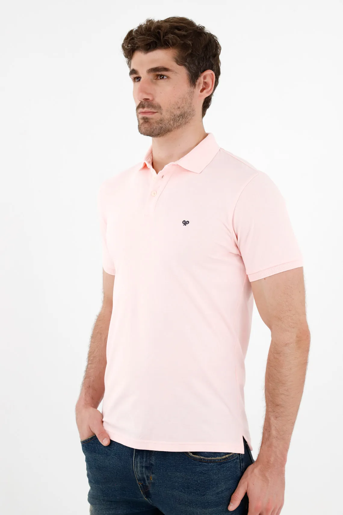 Polo rosada raqueta malla para hombre