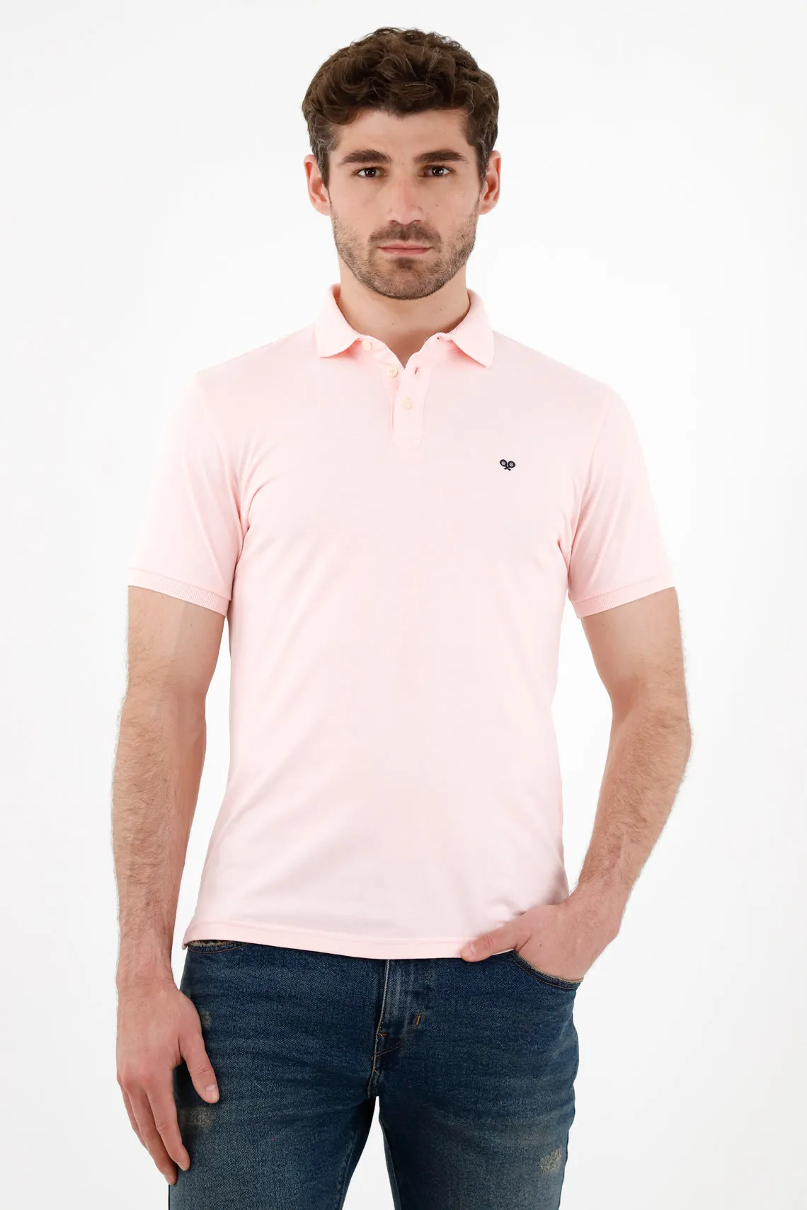 Polo rosada raqueta malla para hombre