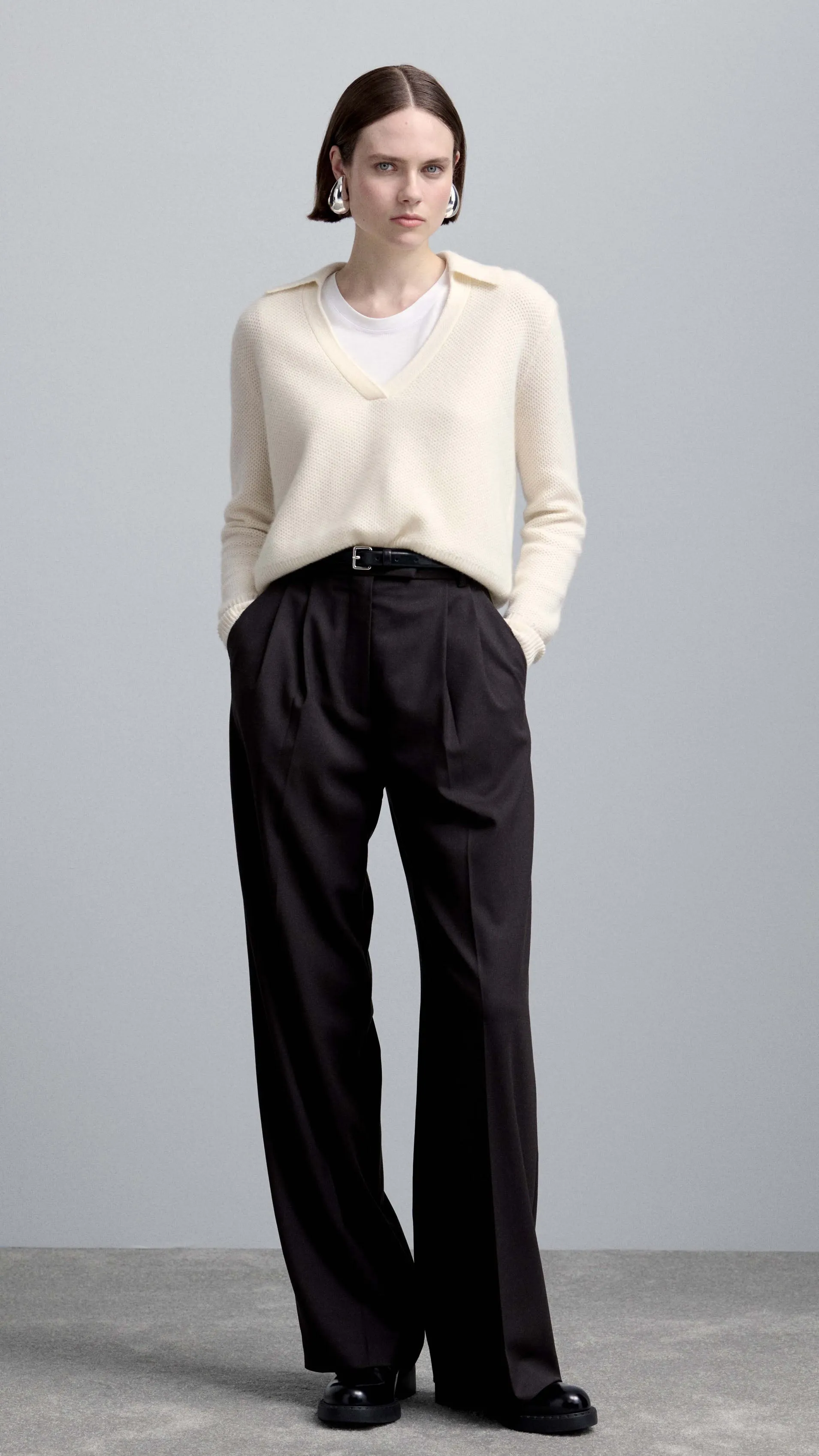 Polo Sweater in Wool Cashmere | Cream