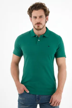 Polo verde con raqueta malla para hombre