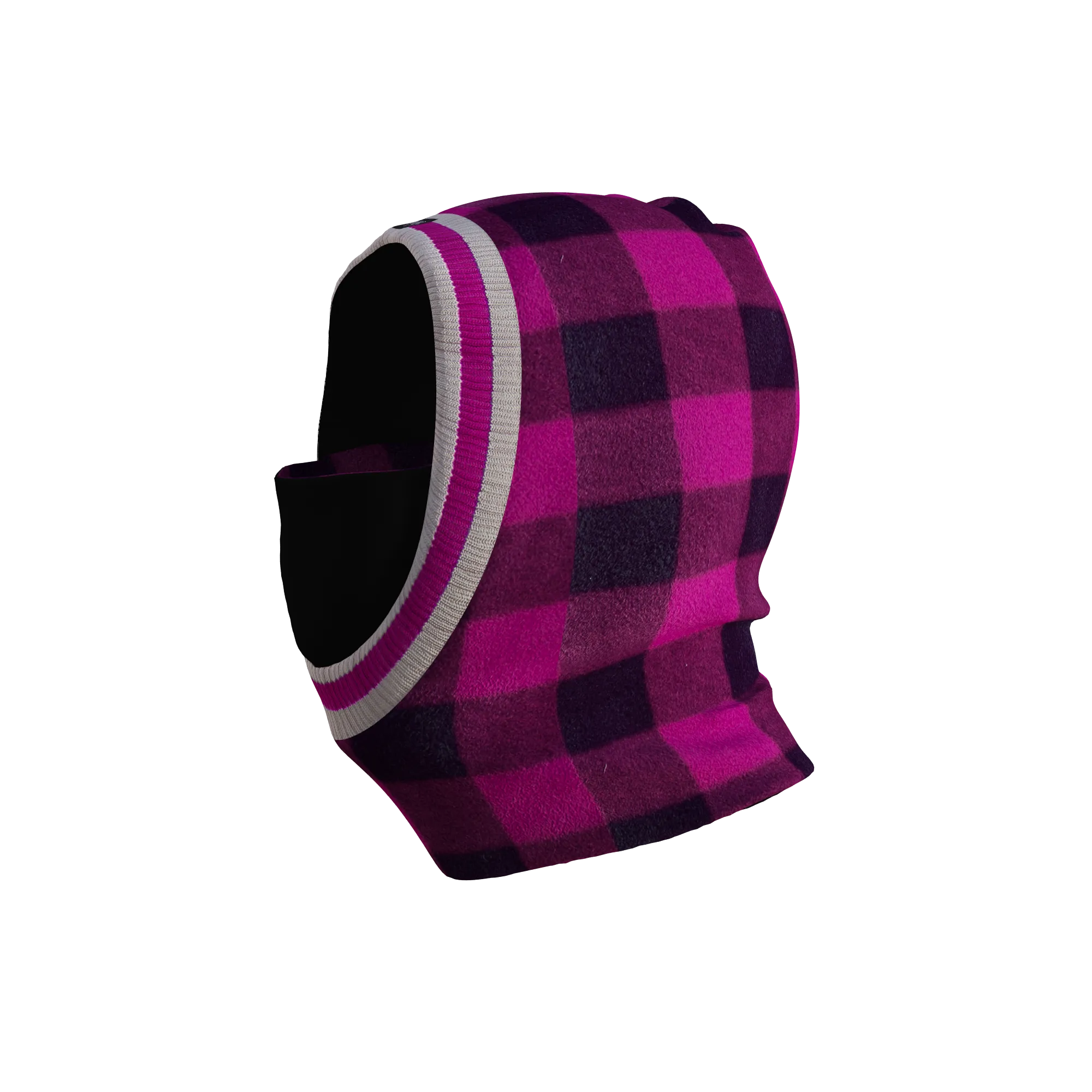 Pook Ninja - Pink Plaid and Black Double Layer Polar Fleece Balaclava