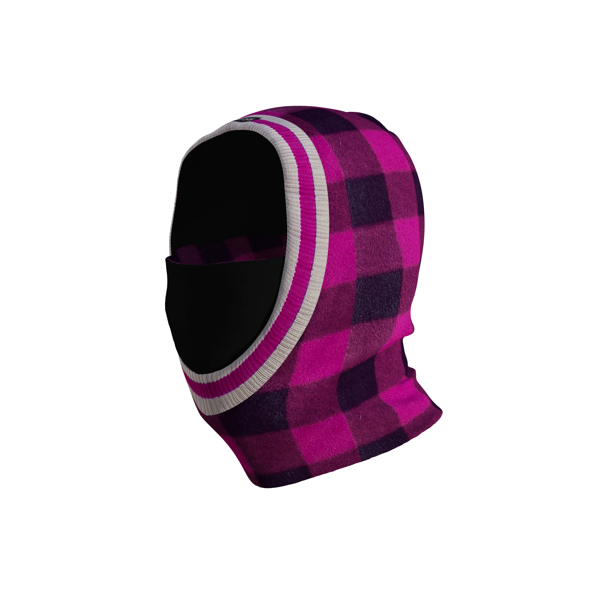 Pook Ninja - Pink Plaid and Black Double Layer Polar Fleece Balaclava