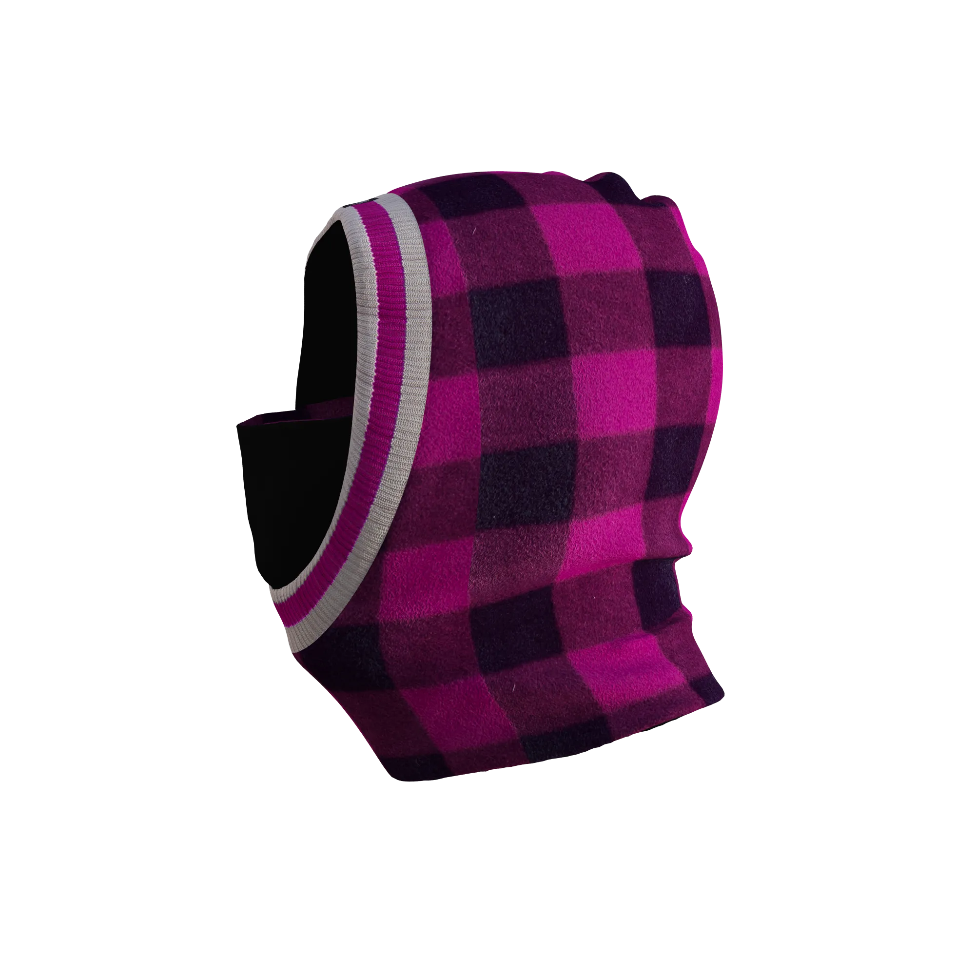 Pook Ninja - Pink Plaid and Black Double Layer Polar Fleece Balaclava