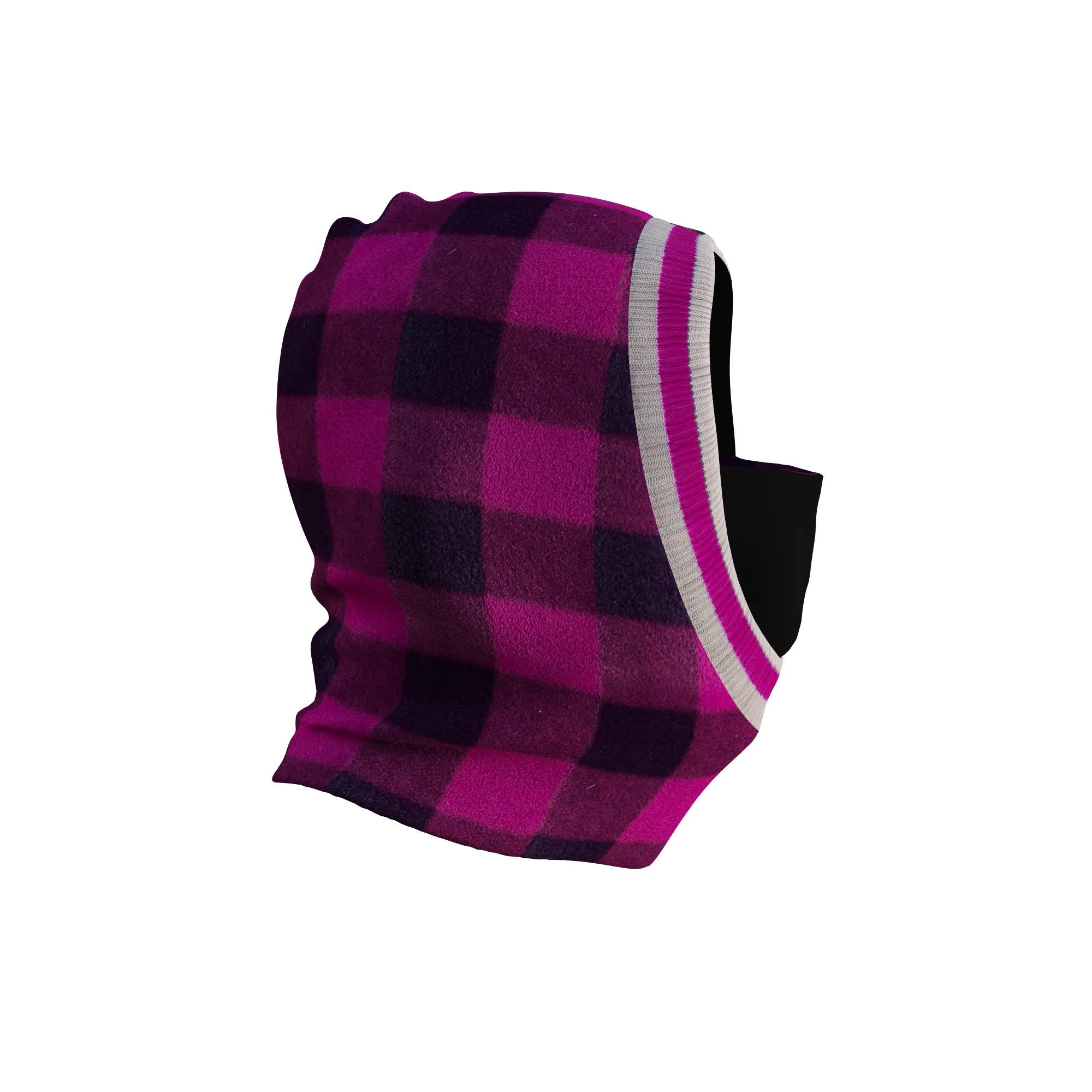 Pook Ninja - Pink Plaid and Black Double Layer Polar Fleece Balaclava