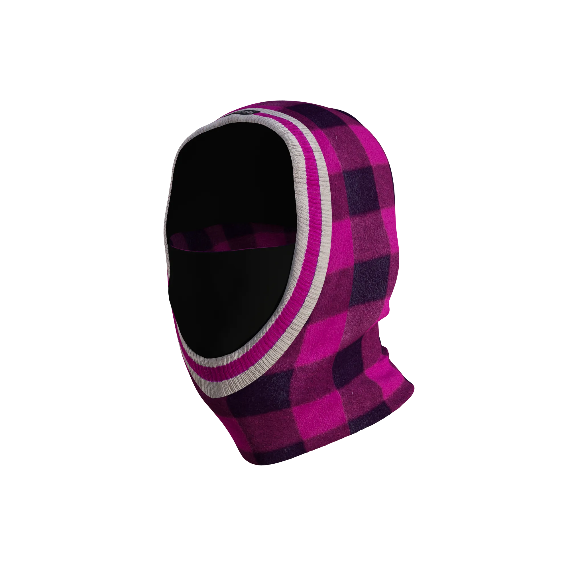 Pook Ninja - Pink Plaid and Black Double Layer Polar Fleece Balaclava