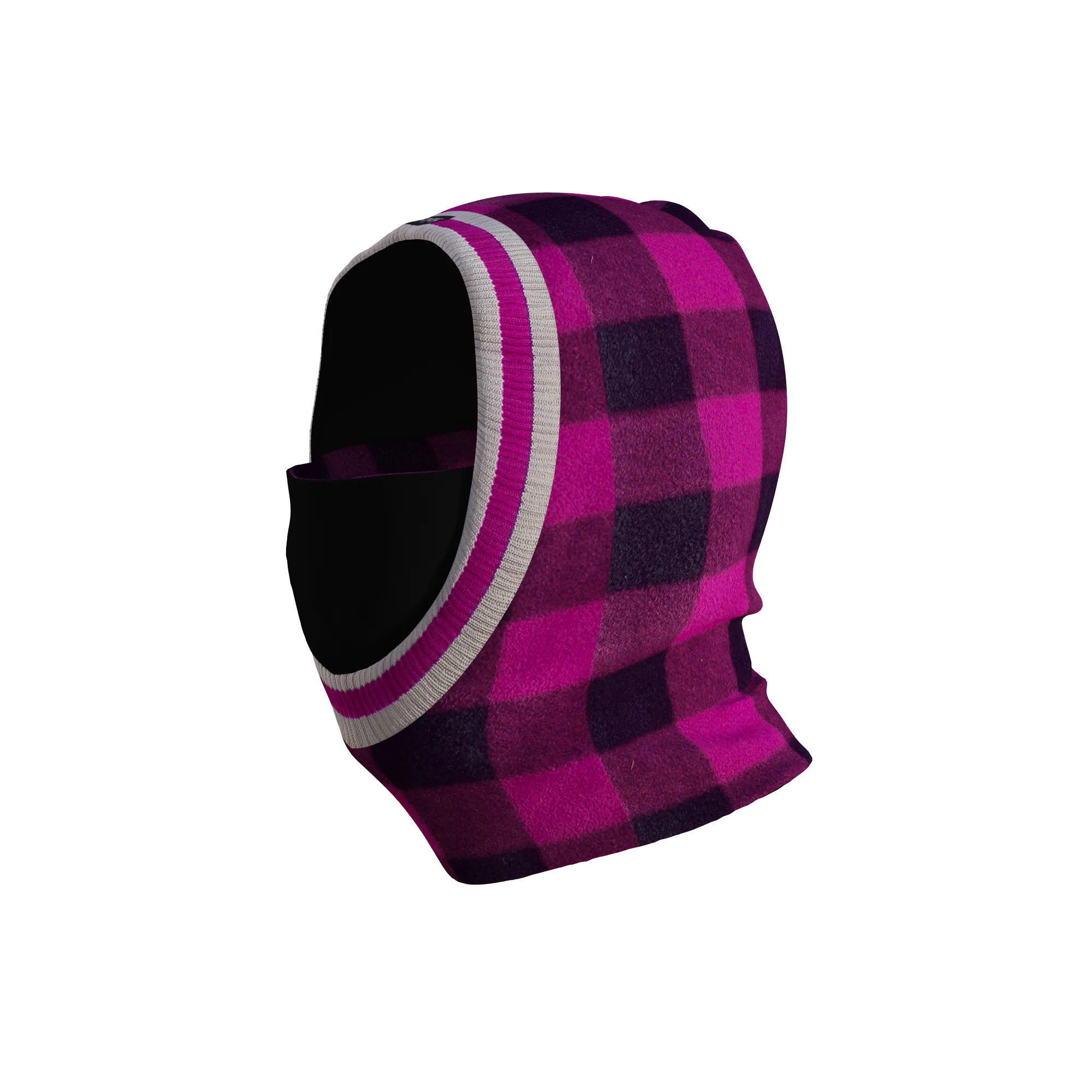 Pook Ninja - Pink Plaid and Black Double Layer Polar Fleece Balaclava