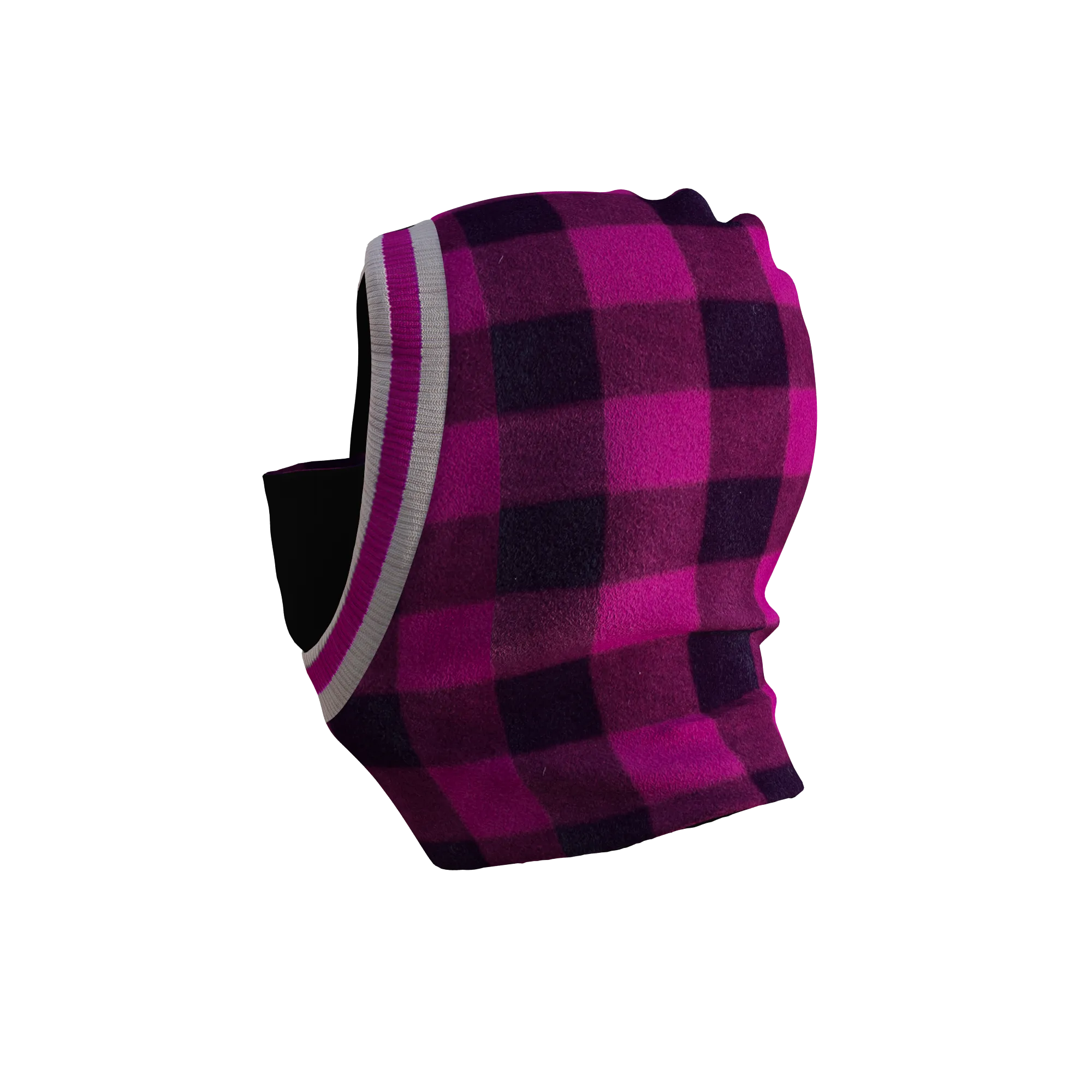 Pook Ninja - Pink Plaid and Black Double Layer Polar Fleece Balaclava