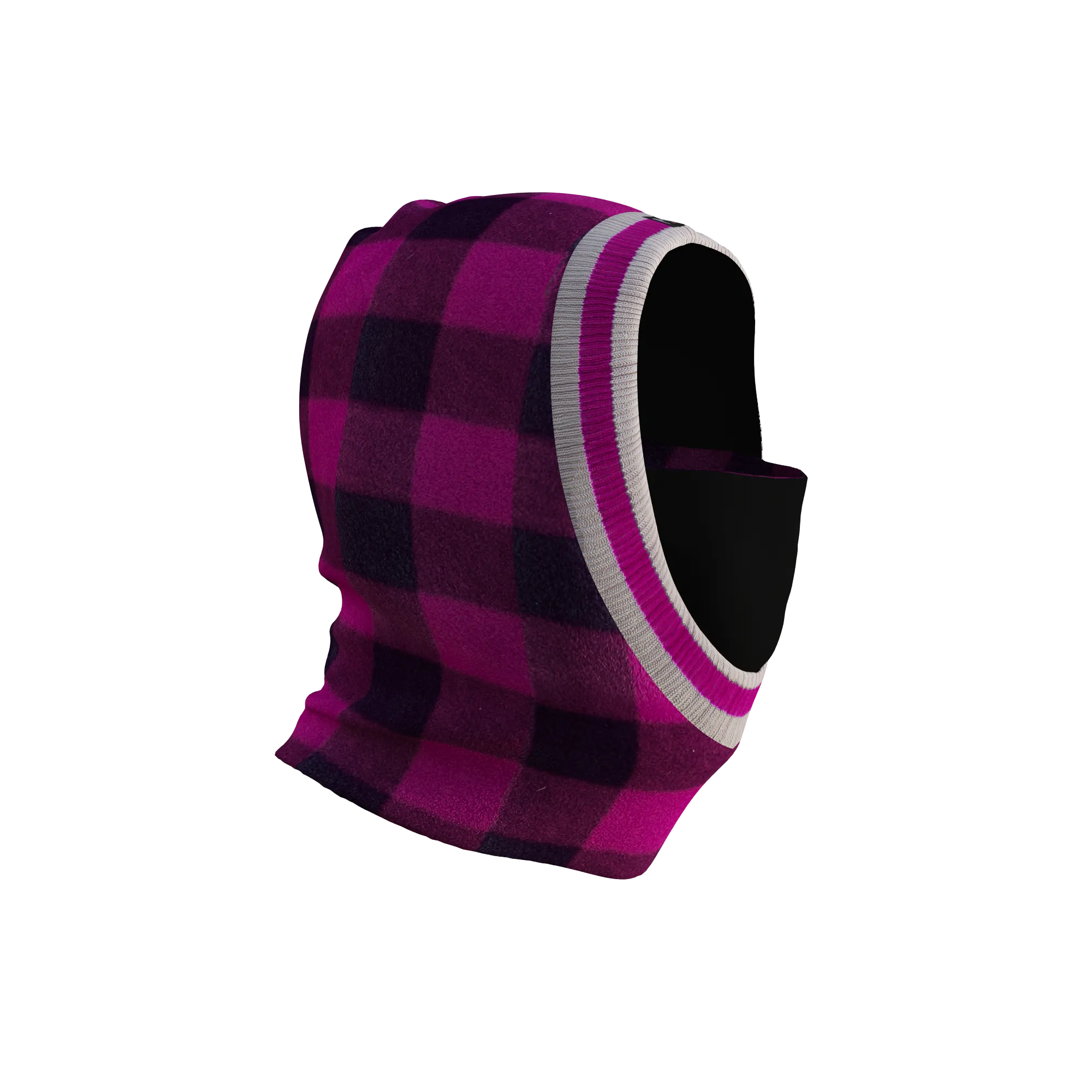 Pook Ninja - Pink Plaid and Black Double Layer Polar Fleece Balaclava