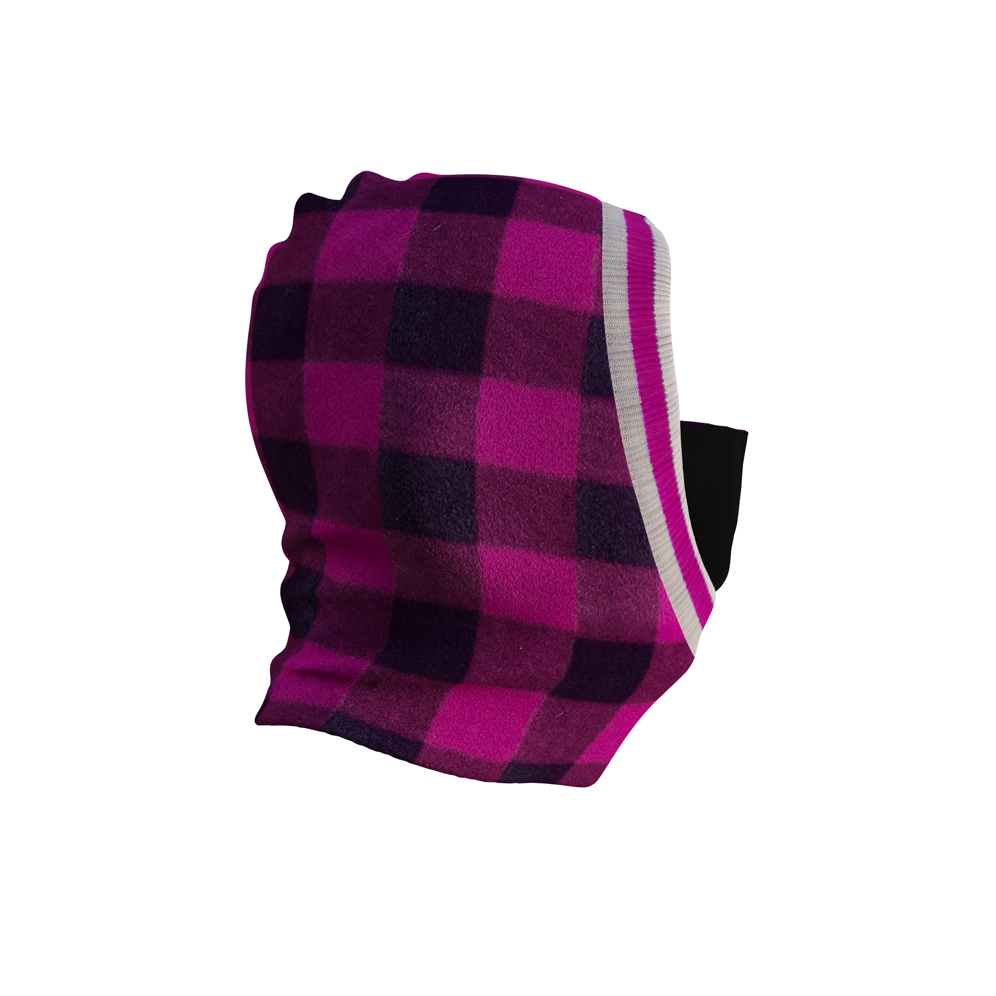 Pook Ninja - Pink Plaid and Black Double Layer Polar Fleece Balaclava