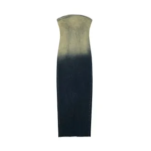 Pre Order:  Tube Strapless Gradient Denim Dress