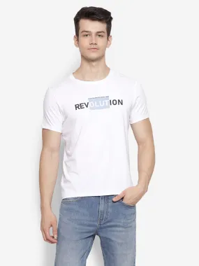 Printed White Crew Neck Men T-Shirt for Men