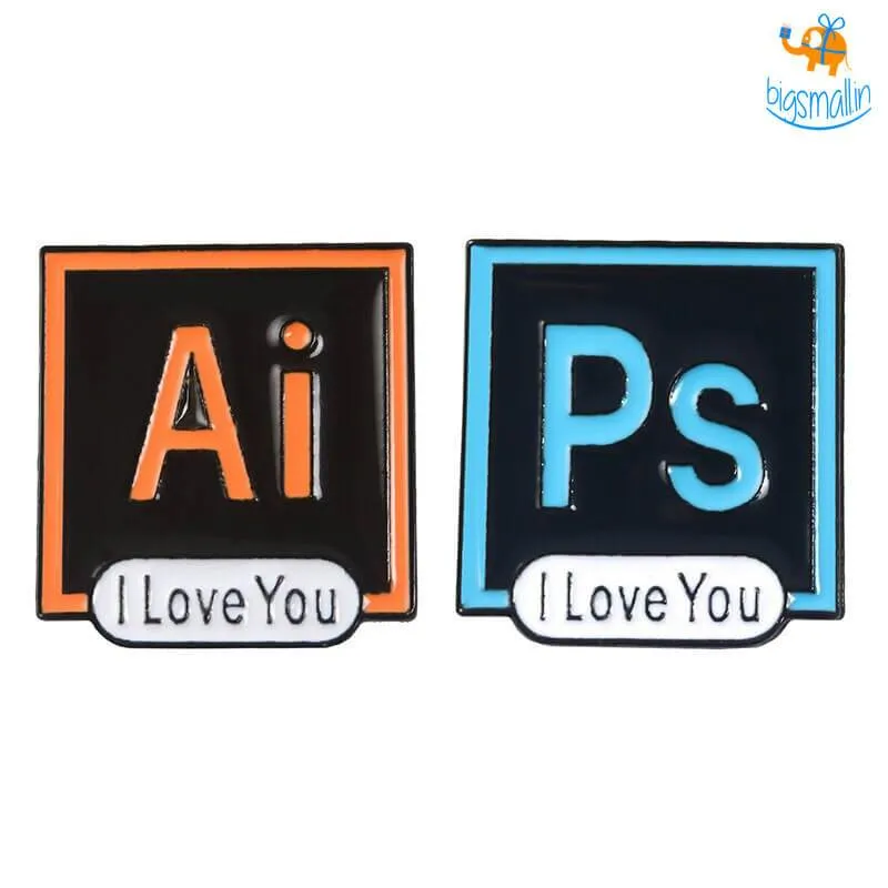 Ps Ai Love You Lapel Pins - Set of 2