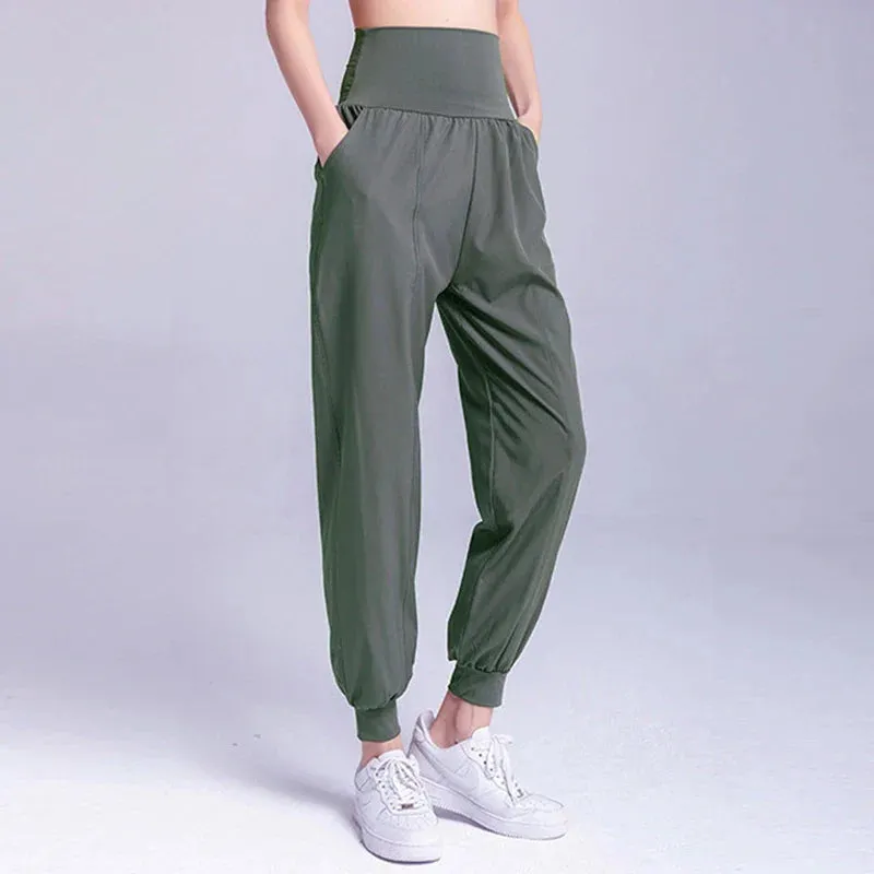 Quick Dry High Waist Jogging Sweatpant with Side Reflection