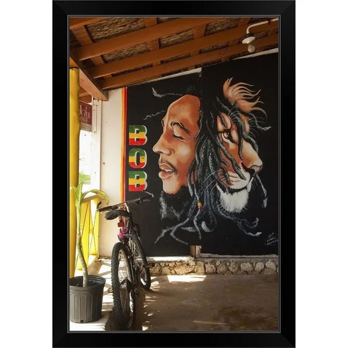 "Bob Marley mural at Blazer on the Bay bar and restaurant" Black Framed Print