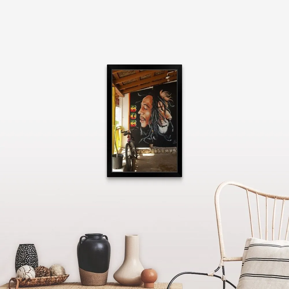 "Bob Marley mural at Blazer on the Bay bar and restaurant" Black Framed Print