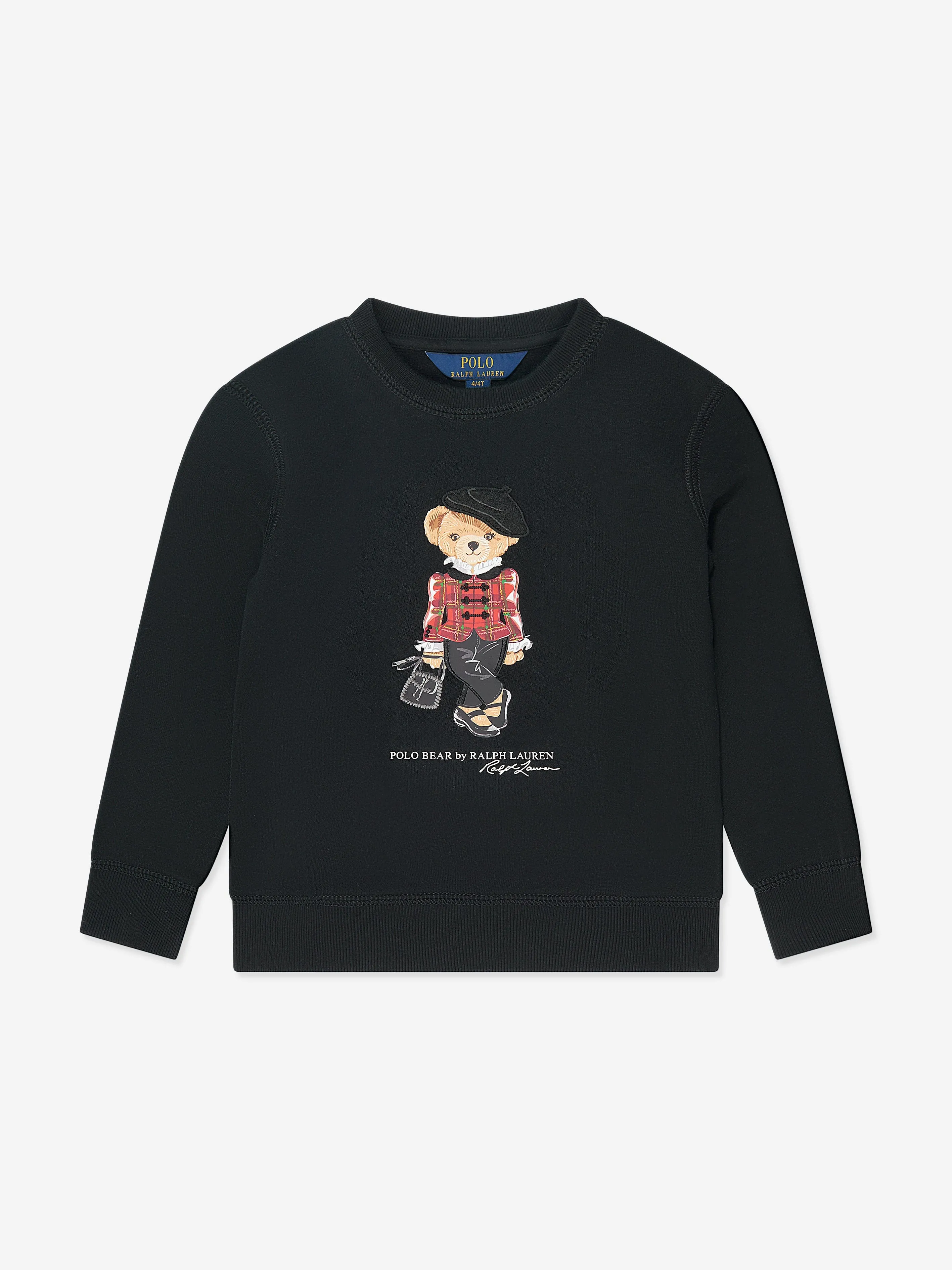 Ralph Lauren Girls Bear Sweatshirt in Black