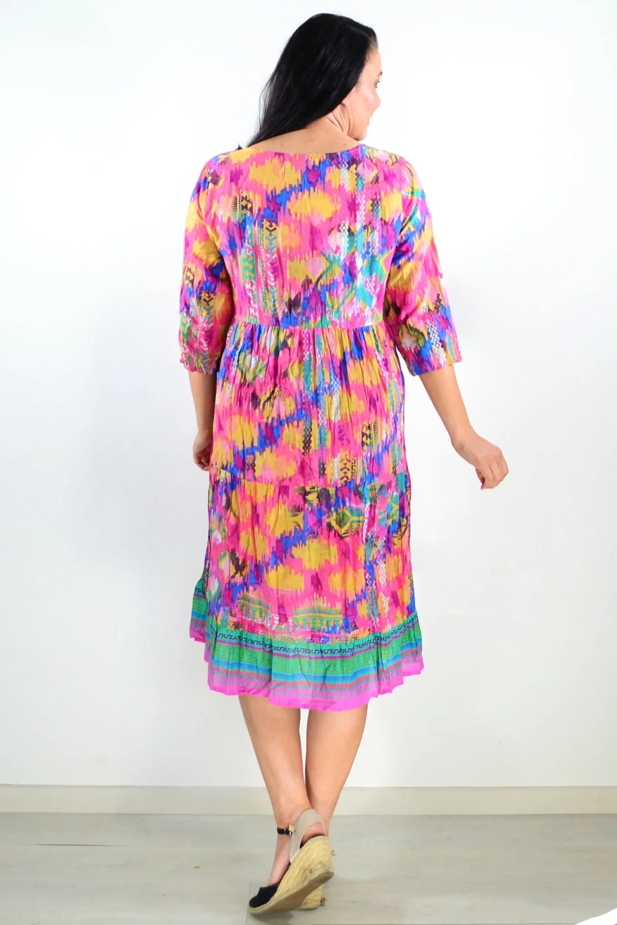 Rebecca Holi Tie Neck Tunic Dress