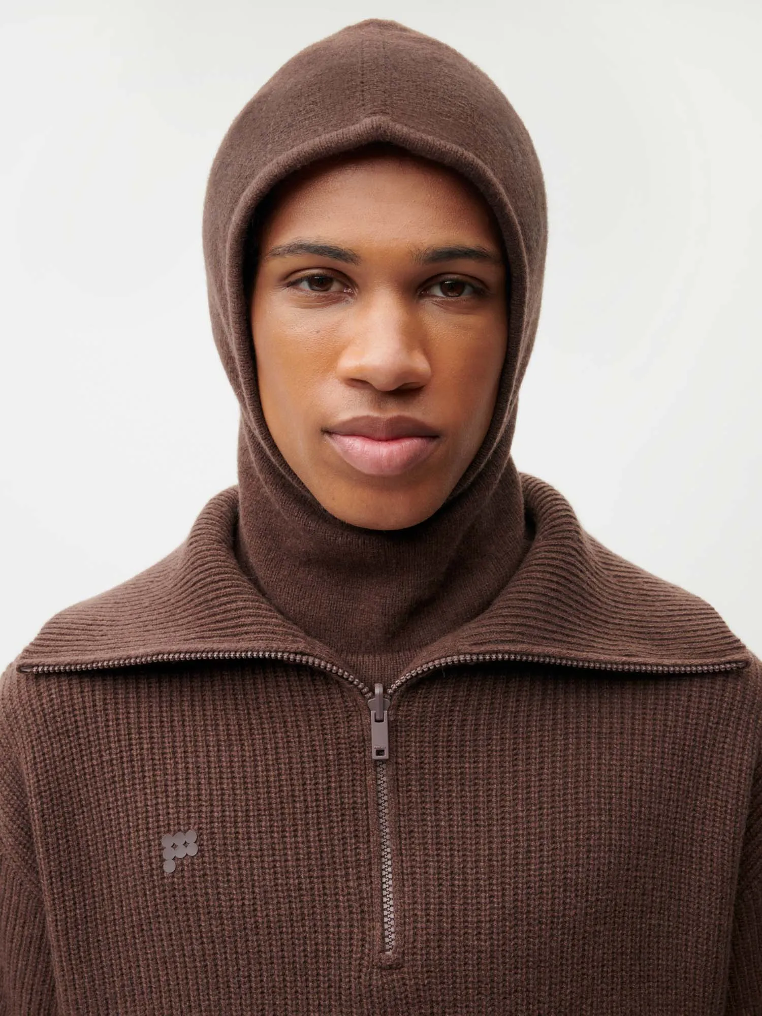 Recycled Cashmere Chunky Balaclava—chestnut brown