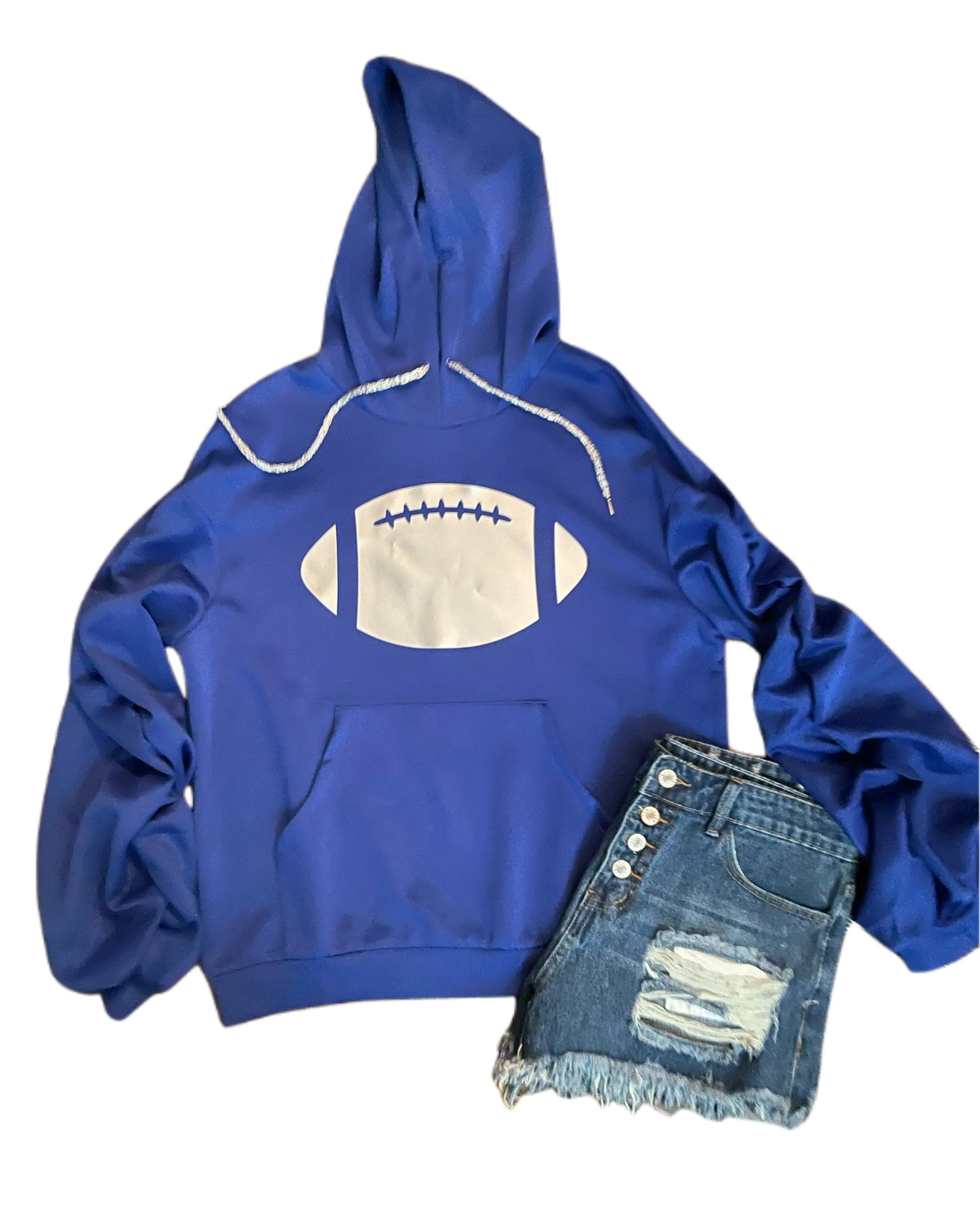 Ruched Sleeve Football Hoodie