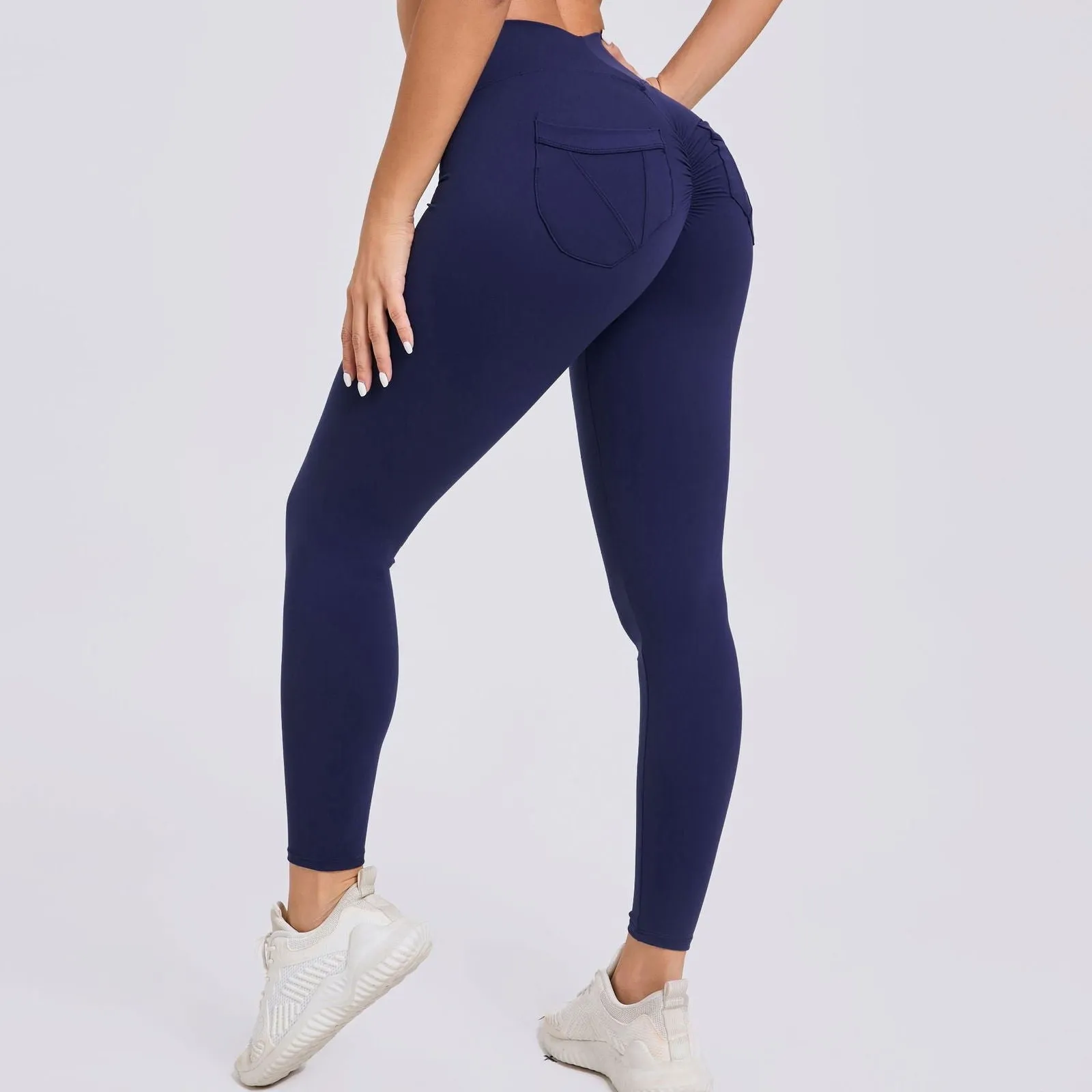 Running Nude Feel Quick Drying Fitness Pants Breathable Pocket Tight Sports Pants High Waist Hip Lift Yoga Pants