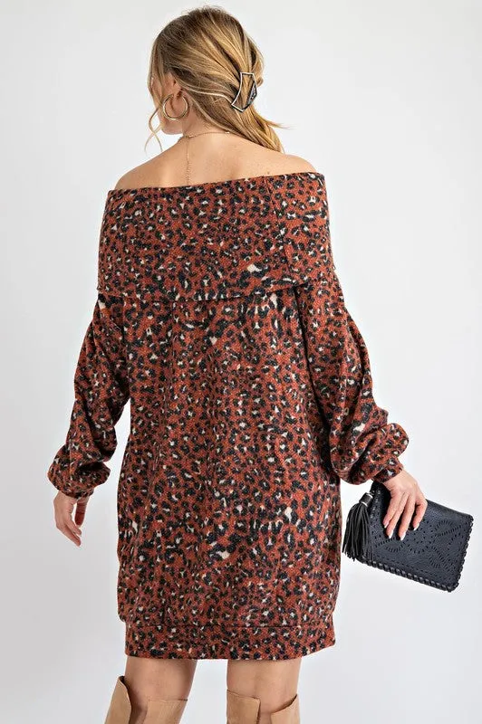 Sasha Leopard Cowl Tunic Dress