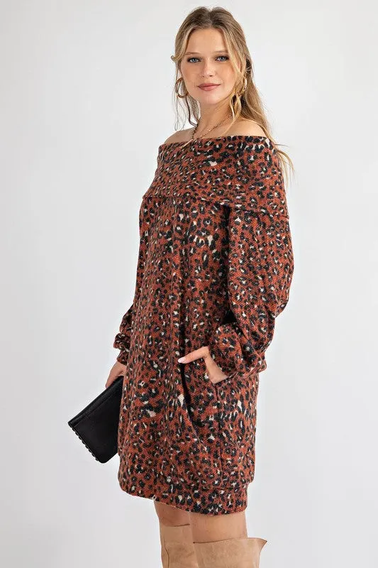 Sasha Leopard Cowl Tunic Dress