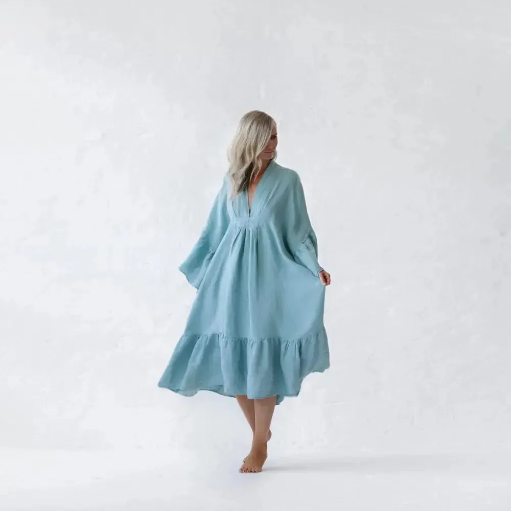 Sea Blue Linen Dress by Seaside Tones