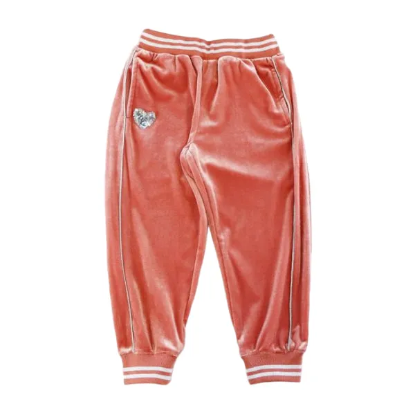 Sequin Heart Velvet Loungewear Set - Coral