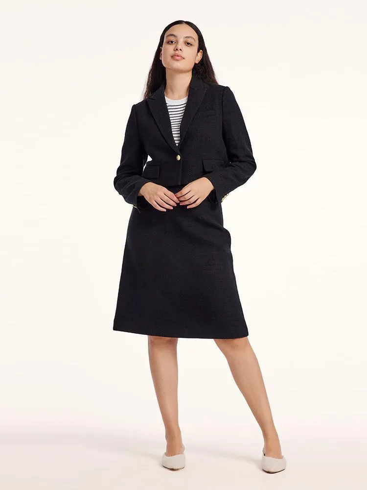 Short Blazer And A-line Skirt Two-Piece Suit