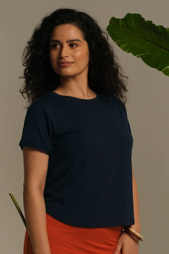 Shorter Bamboo Tee - Dark Navy