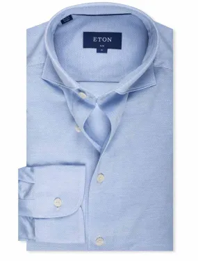 Slim Fit Pique Oxford Shirt Blue