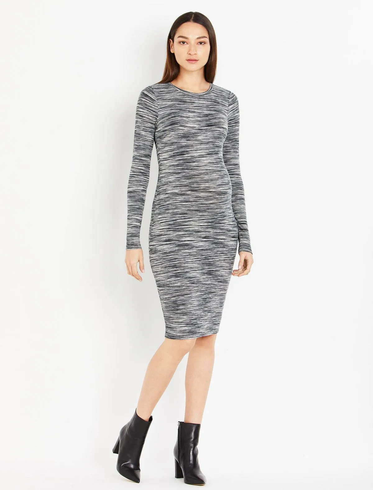 Spacedye Knit Maternity Dress in Black/Egret