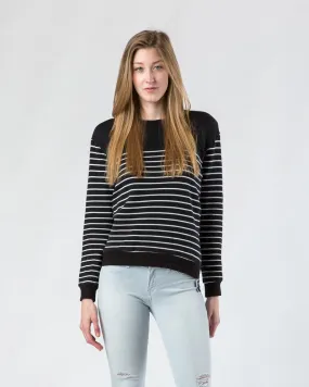 Splendid Black and White Striped Side-Zip Sweater