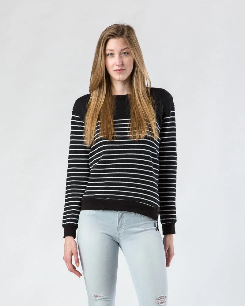 Splendid Black and White Striped Side-Zip Sweater