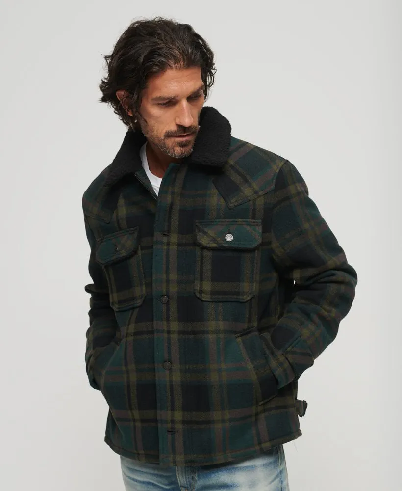 SUPERDRY MERCHANT WOOL CHORE COAT - Green Check