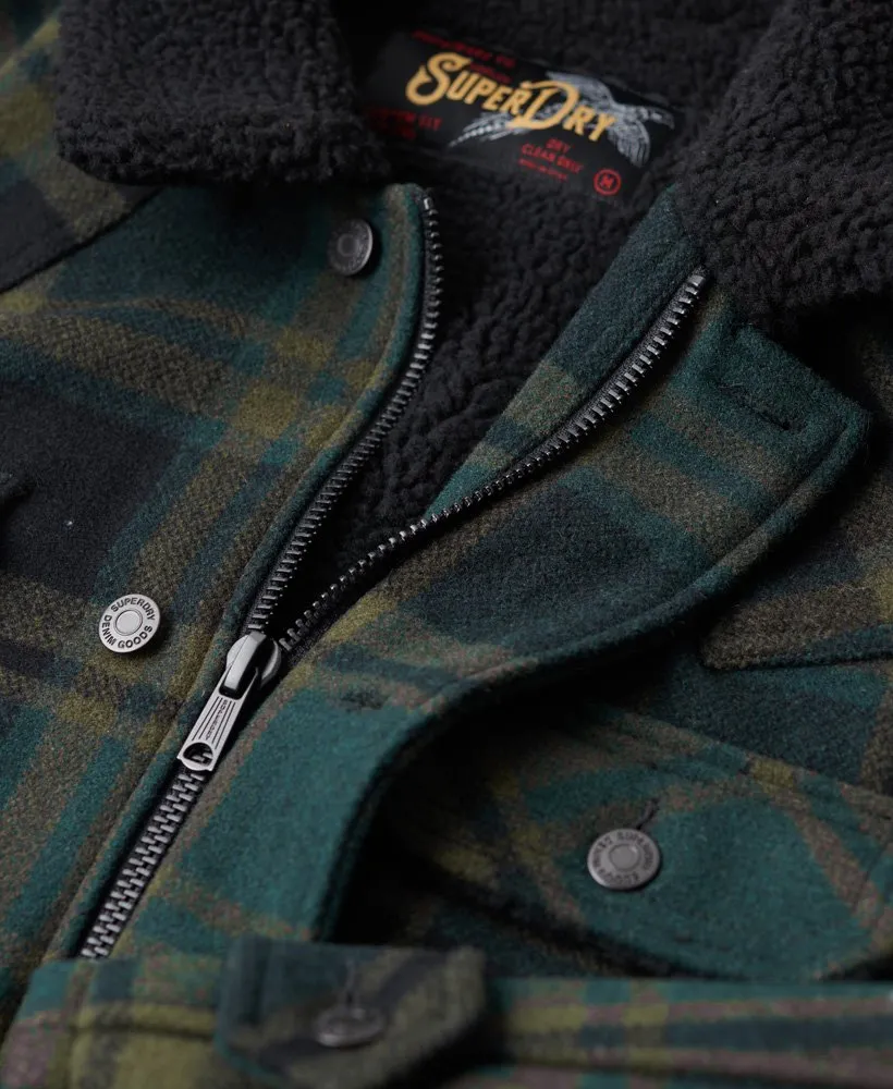 SUPERDRY MERCHANT WOOL CHORE COAT - Green Check