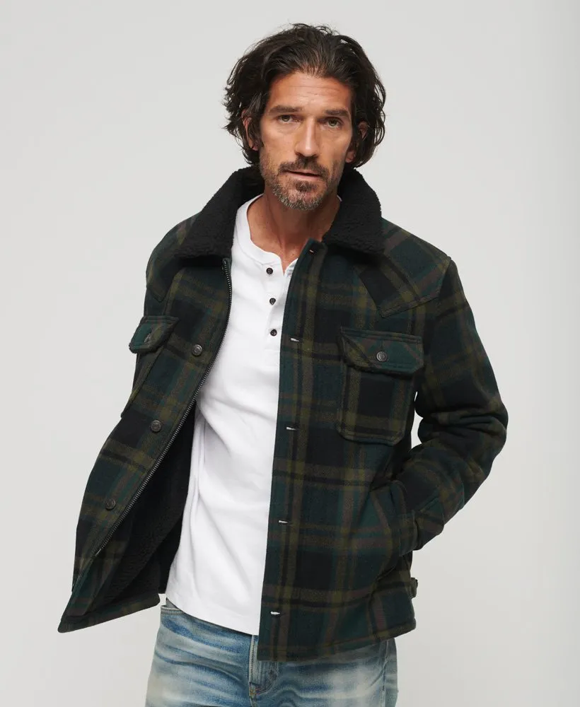 SUPERDRY MERCHANT WOOL CHORE COAT - Green Check