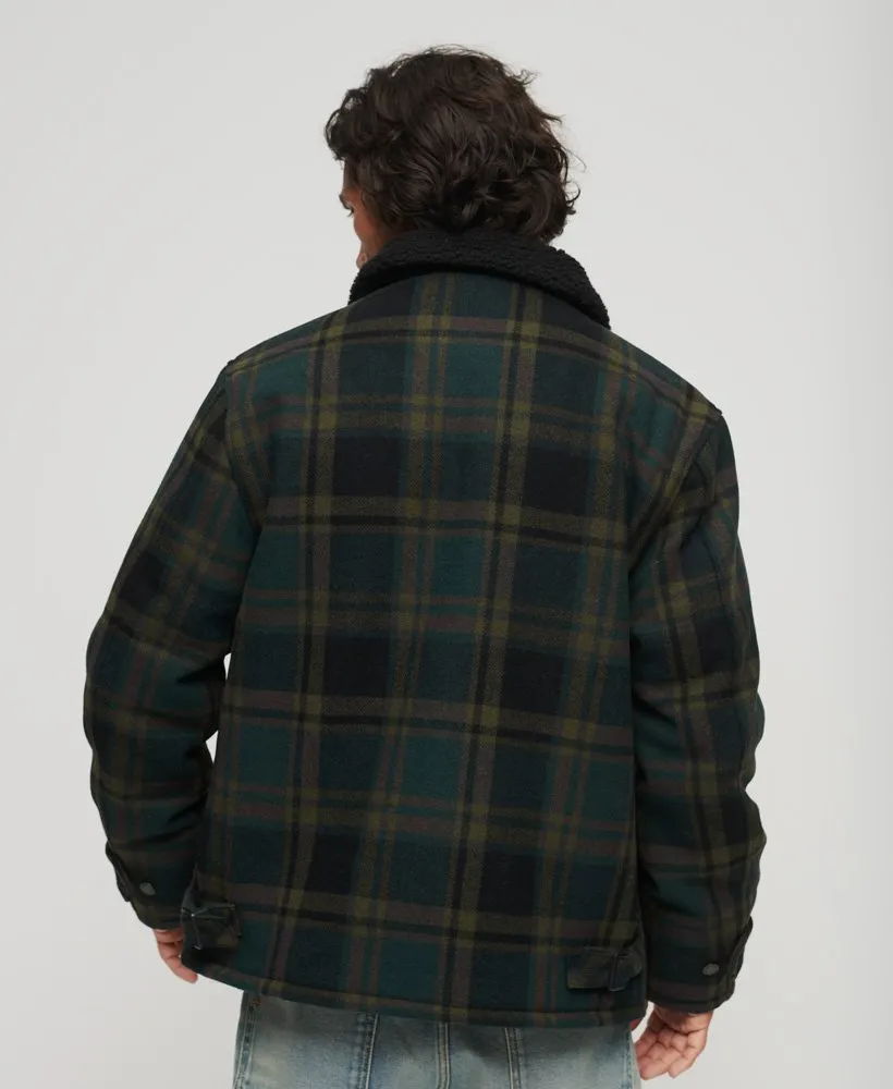 SUPERDRY MERCHANT WOOL CHORE COAT - Green Check