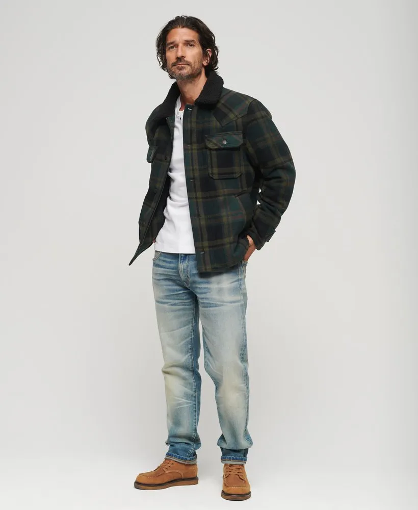 SUPERDRY MERCHANT WOOL CHORE COAT - Green Check