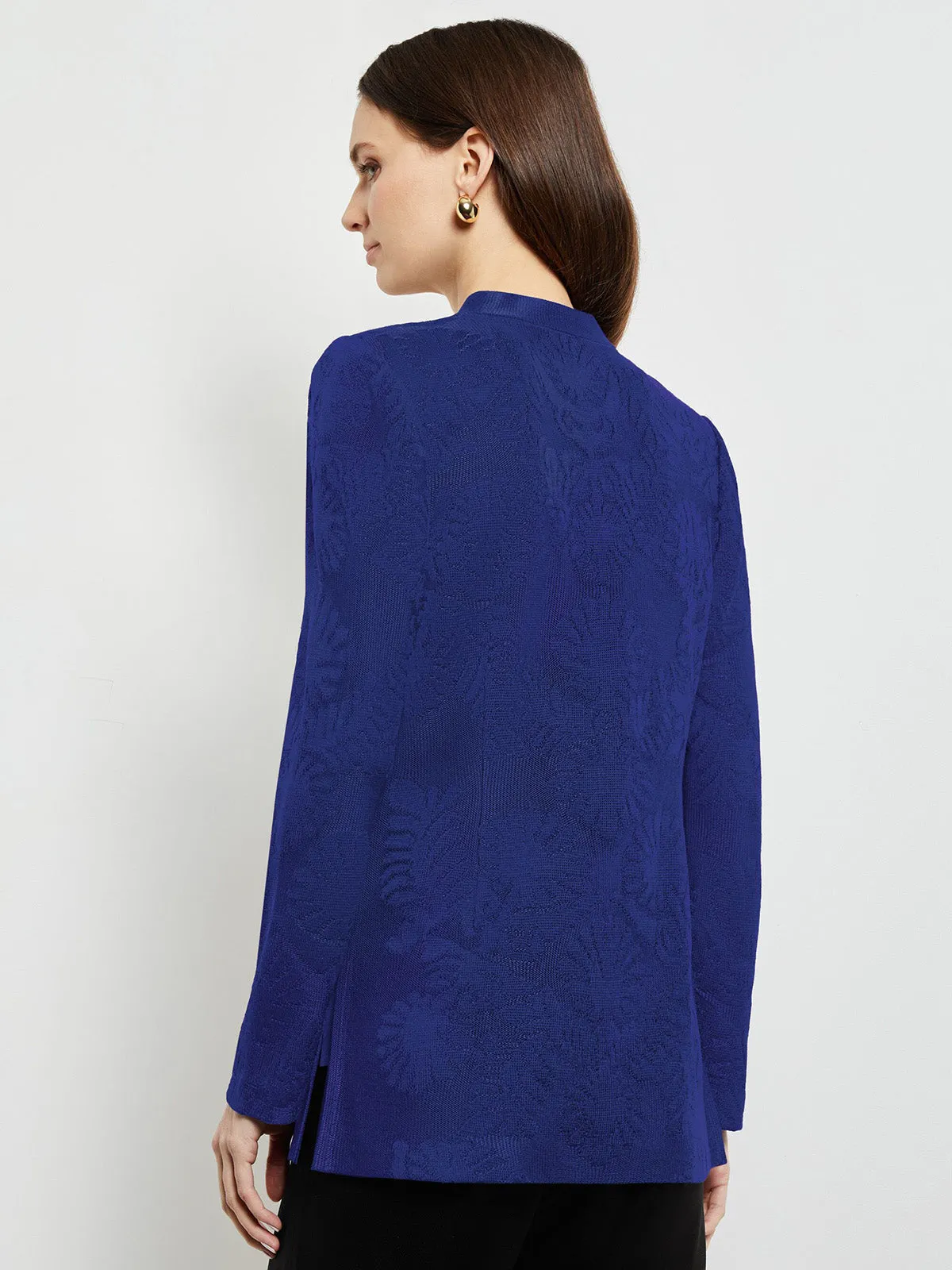 Tailored Fit One-Button Jacquard Knit Jacket