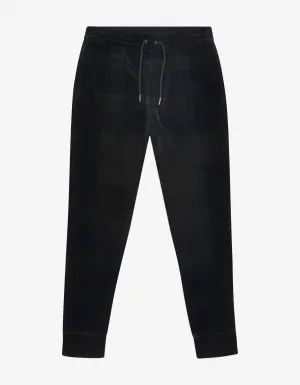 Tartan Print Velvet Track Pants