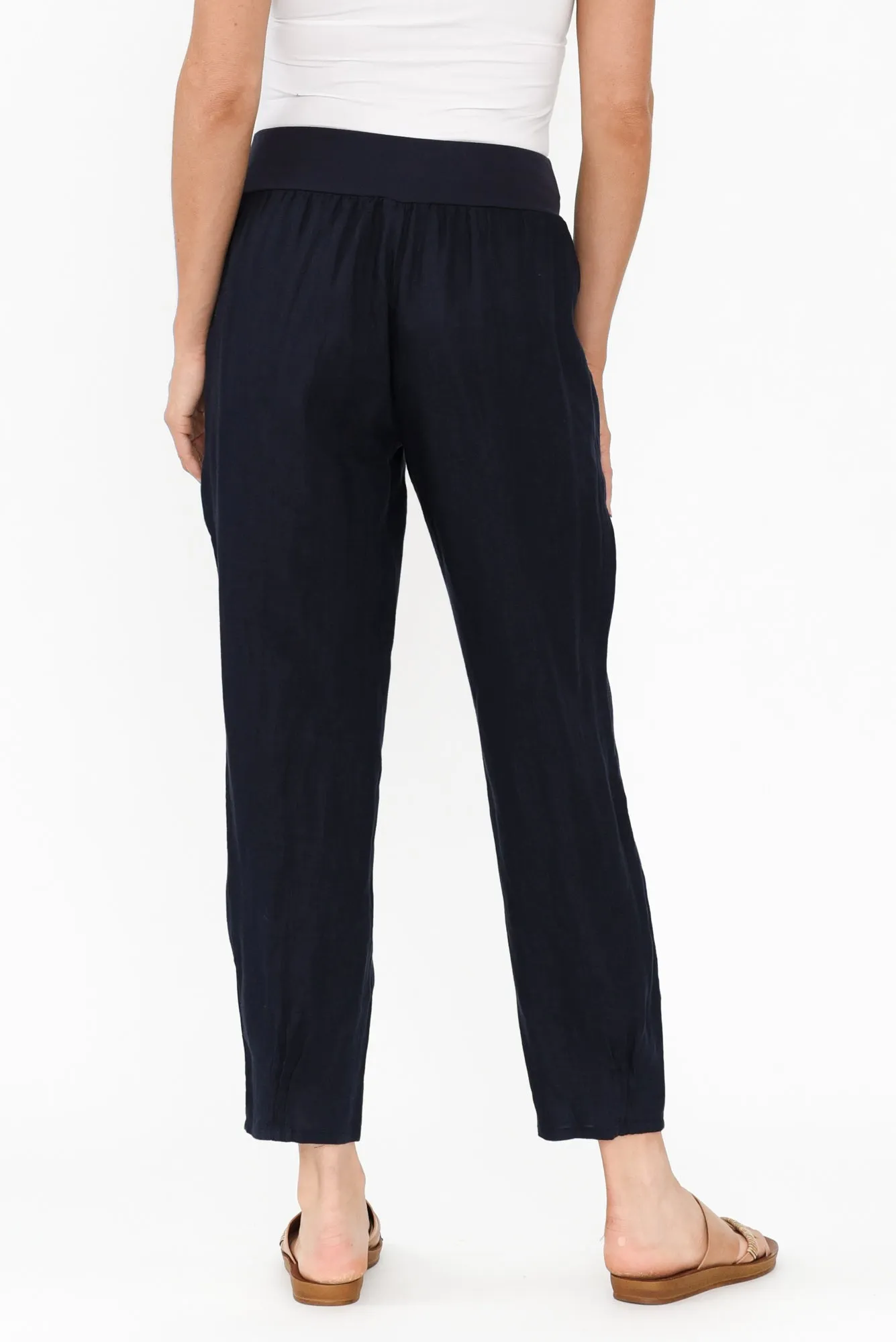 Tatum Navy Linen Pants